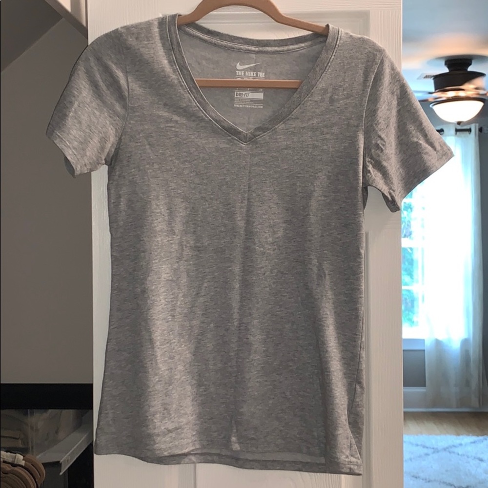 Gray Nike Dri-Fit V-Neck Tee Shirt